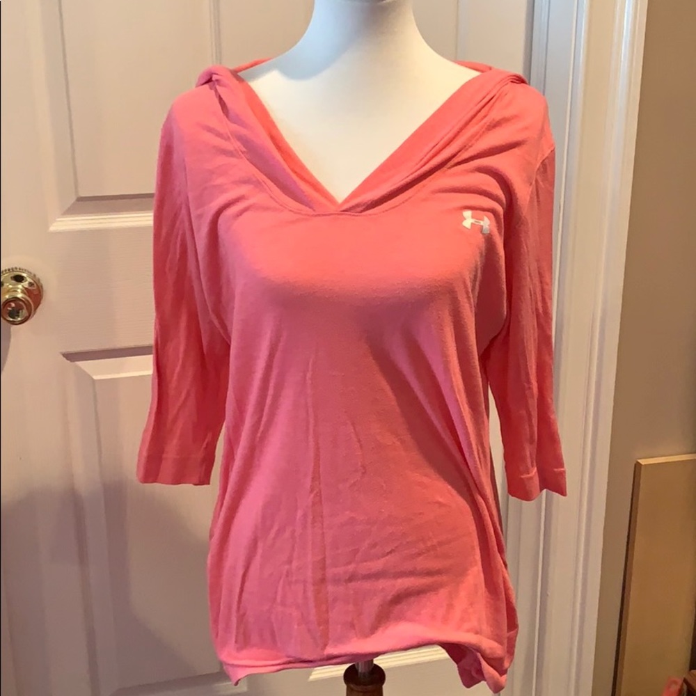 3/4 length sleeve lightweight hooded top
